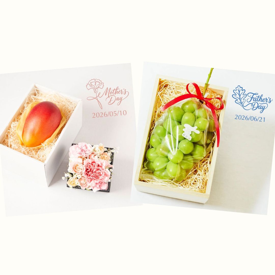 【母の日&父の日】完熟マンゴーとボックスフラワー&シャインマスカット